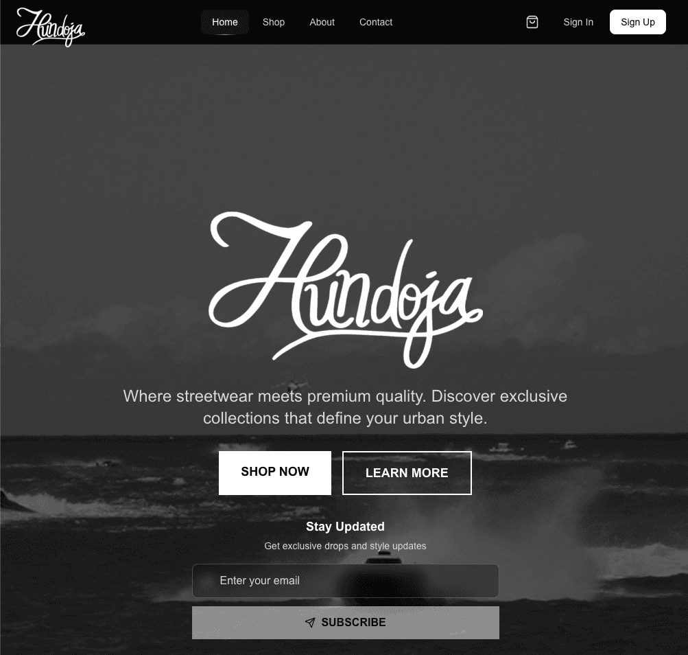 Hundoja - Premium Streetwear E-Commerce - E-Commerce project showcasing React, TypeScript, Tailwind CSS